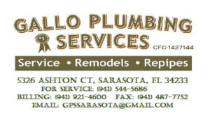 Gallo Plumbing Services; Sarasota FL
